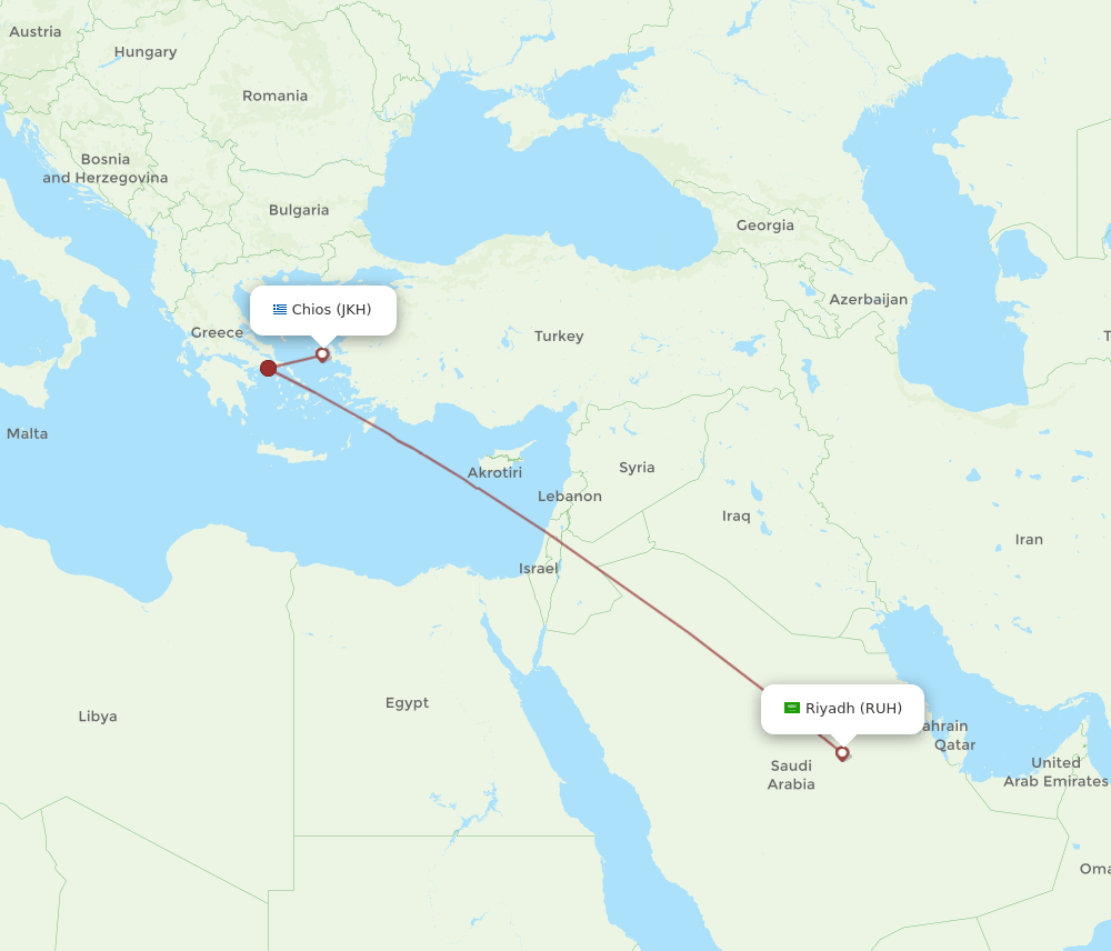 RUH-JKH flight routes