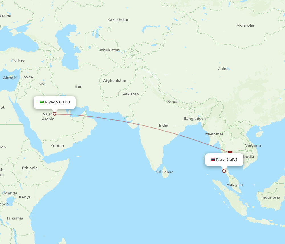RUH-KBV flight routes