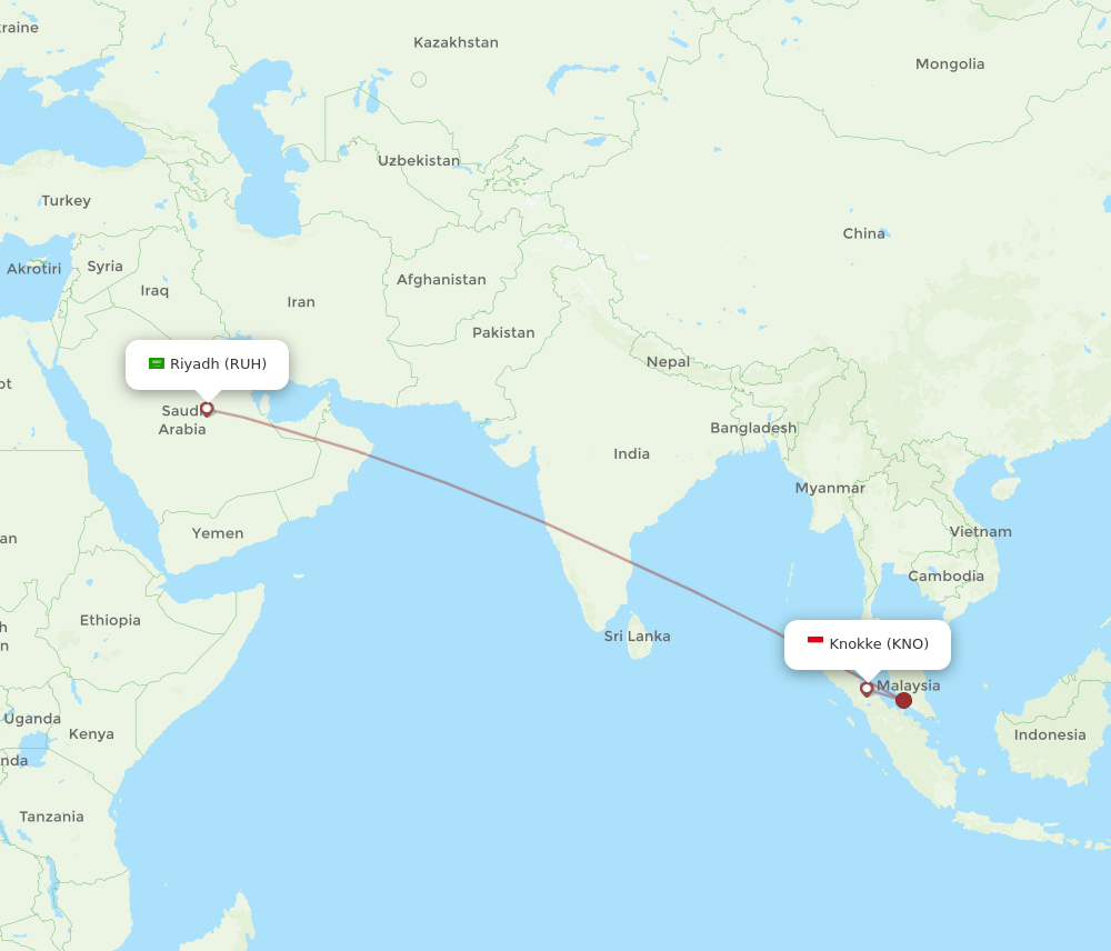 RUH to KNO flights and routes map