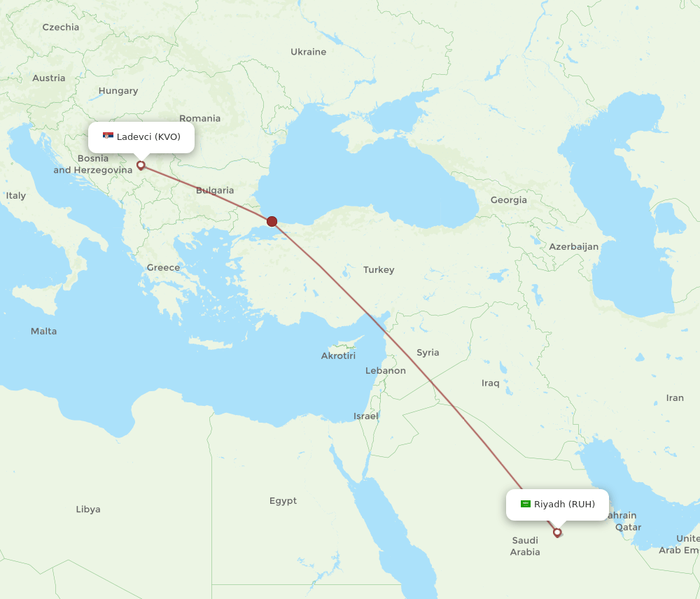 RUH-KVO flight routes