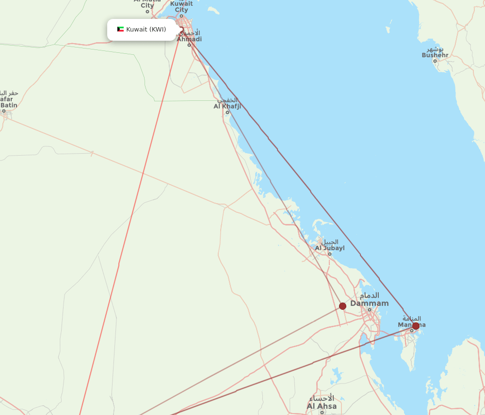 RUH-KWI flight routes