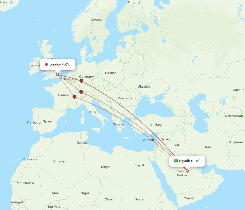RUH-LCY flight routes