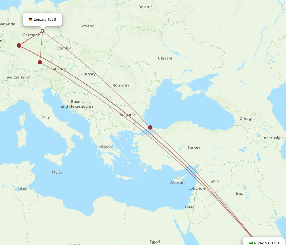 RUH-LEJ flight routes