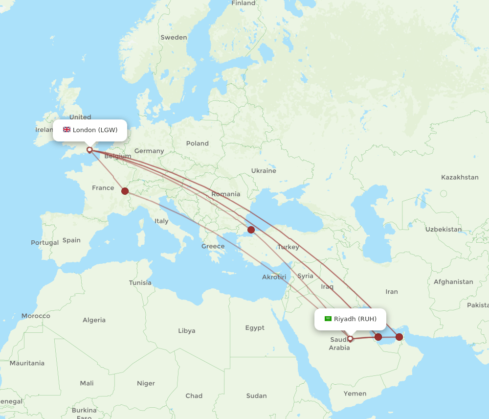 RUH-LGW flight routes