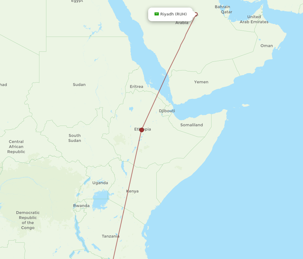 RUH to LLW flights and routes map