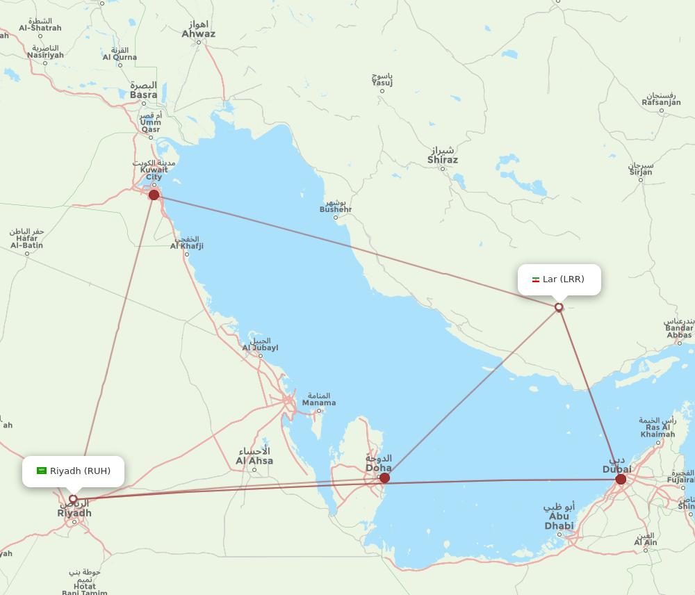 RUH-LRR flight routes
