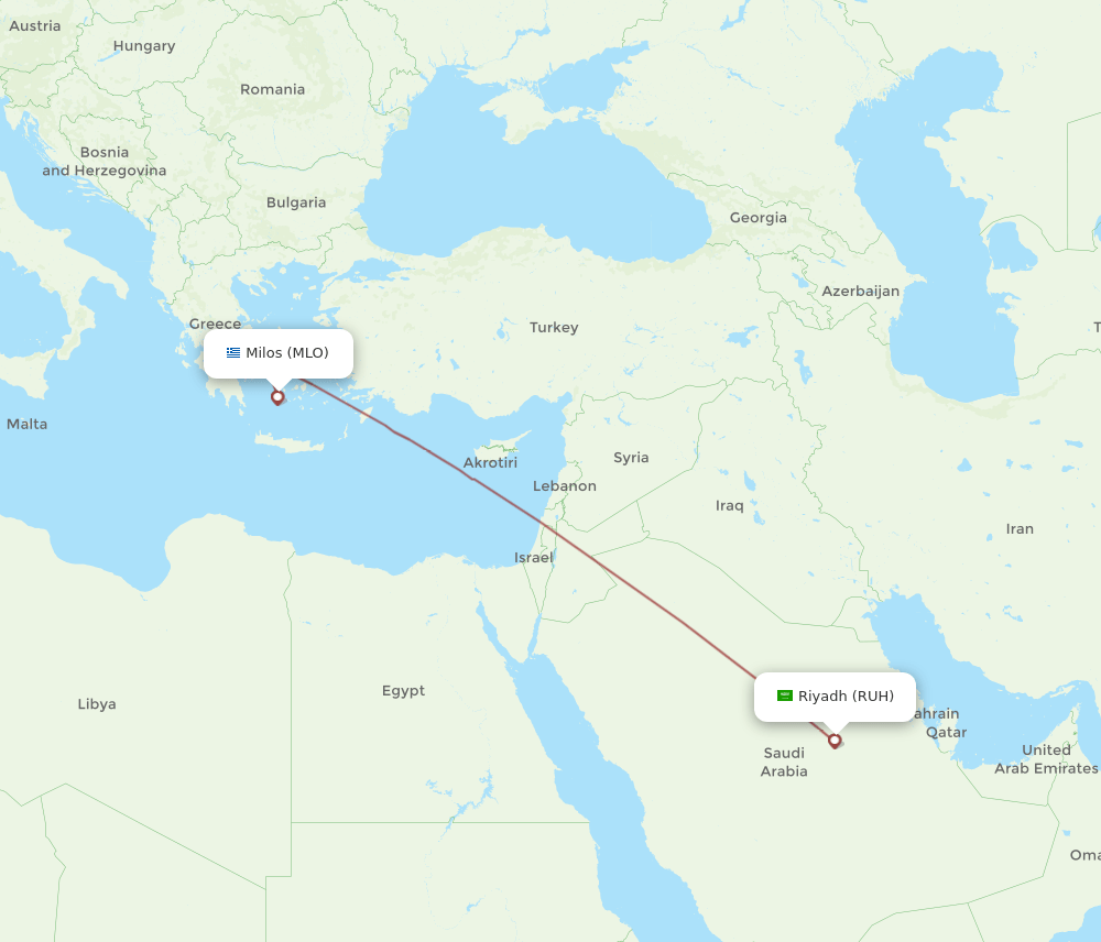 RUH-MLO flight routes