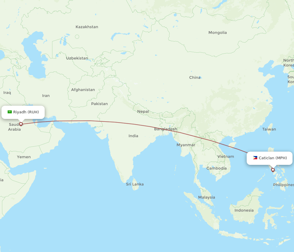 RUH-MPH flight routes