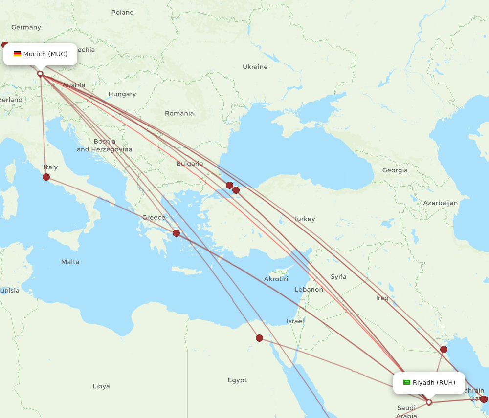 RUH-MUC flight routes