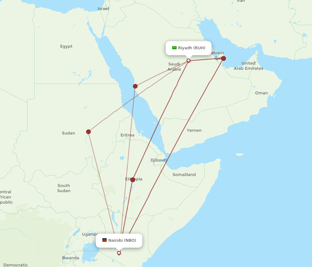 RUH-NBO flight routes