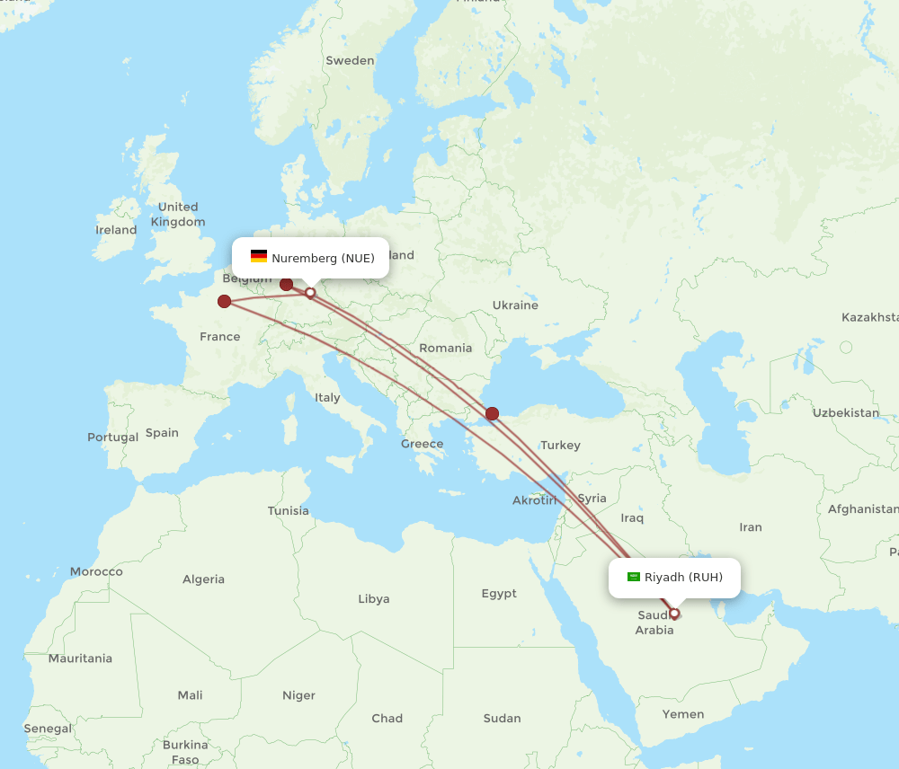 RUH-NUE flight routes