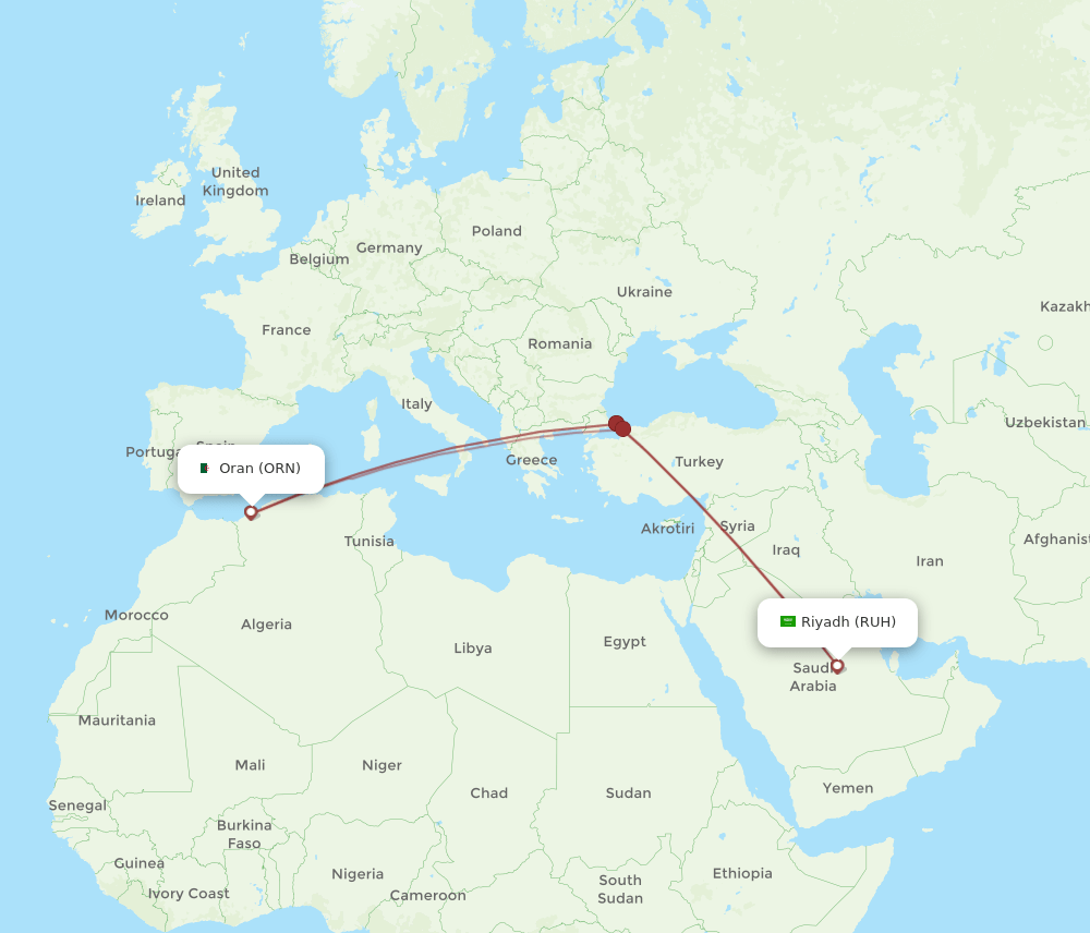 RUH-ORN flight routes