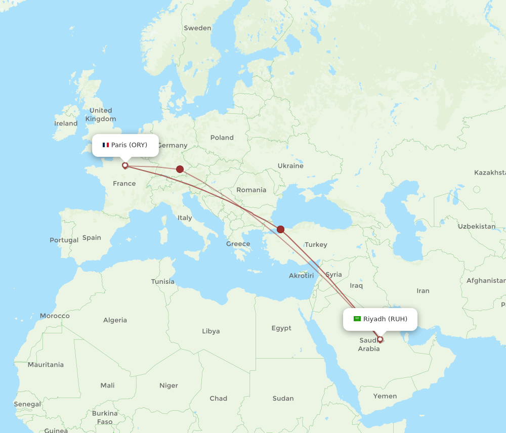 RUH-ORY flight routes
