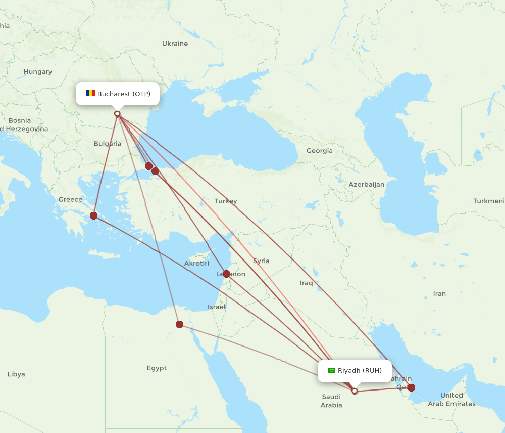 RUH-OTP flight routes