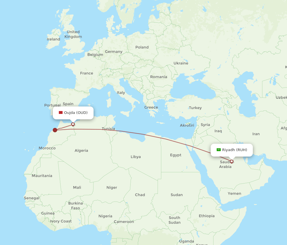 RUH-OUD flight routes