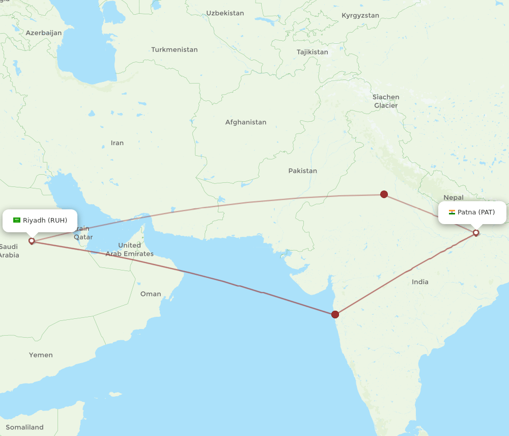 RUH-PAT flight routes