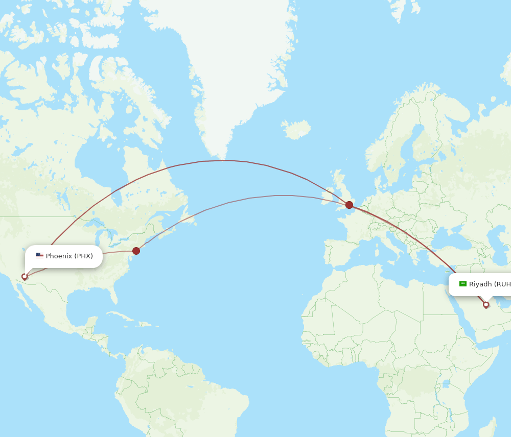 RUH-PHX flight routes