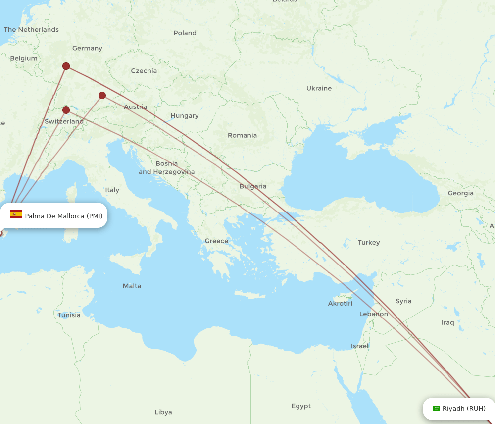 RUH-PMI flight routes
