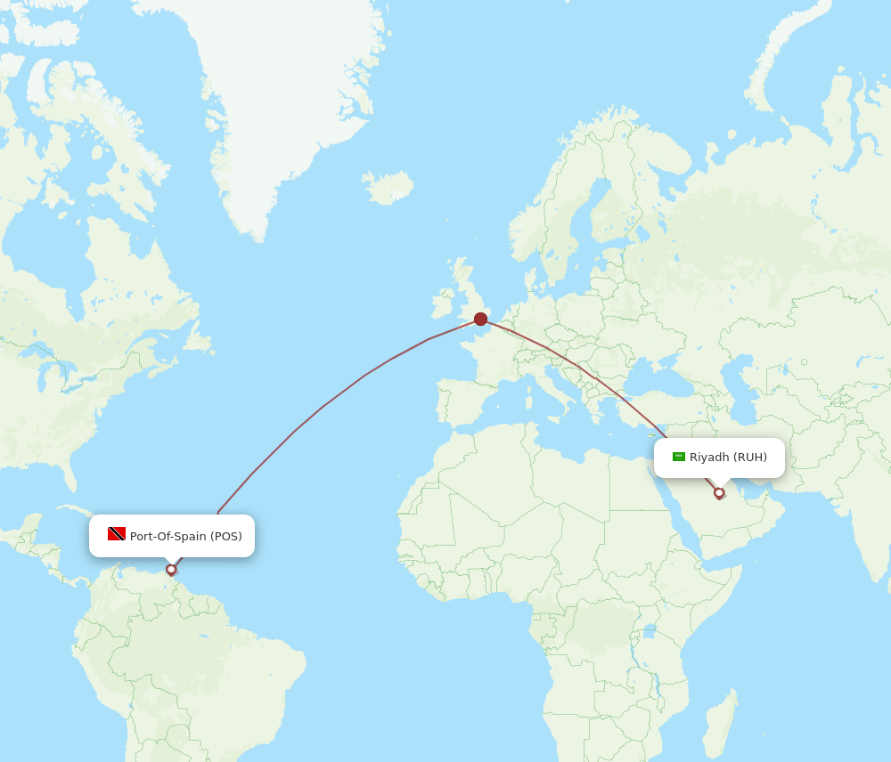RUH-POS flight routes