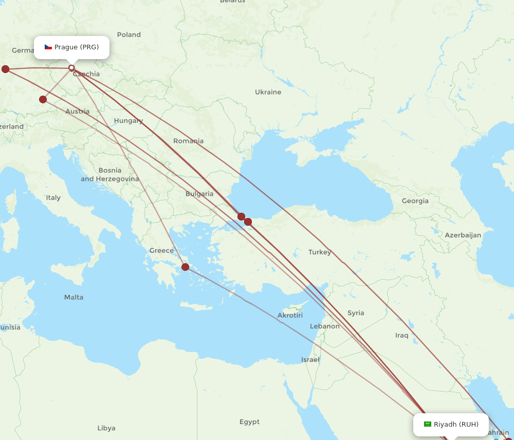 RUH-PRG flight routes