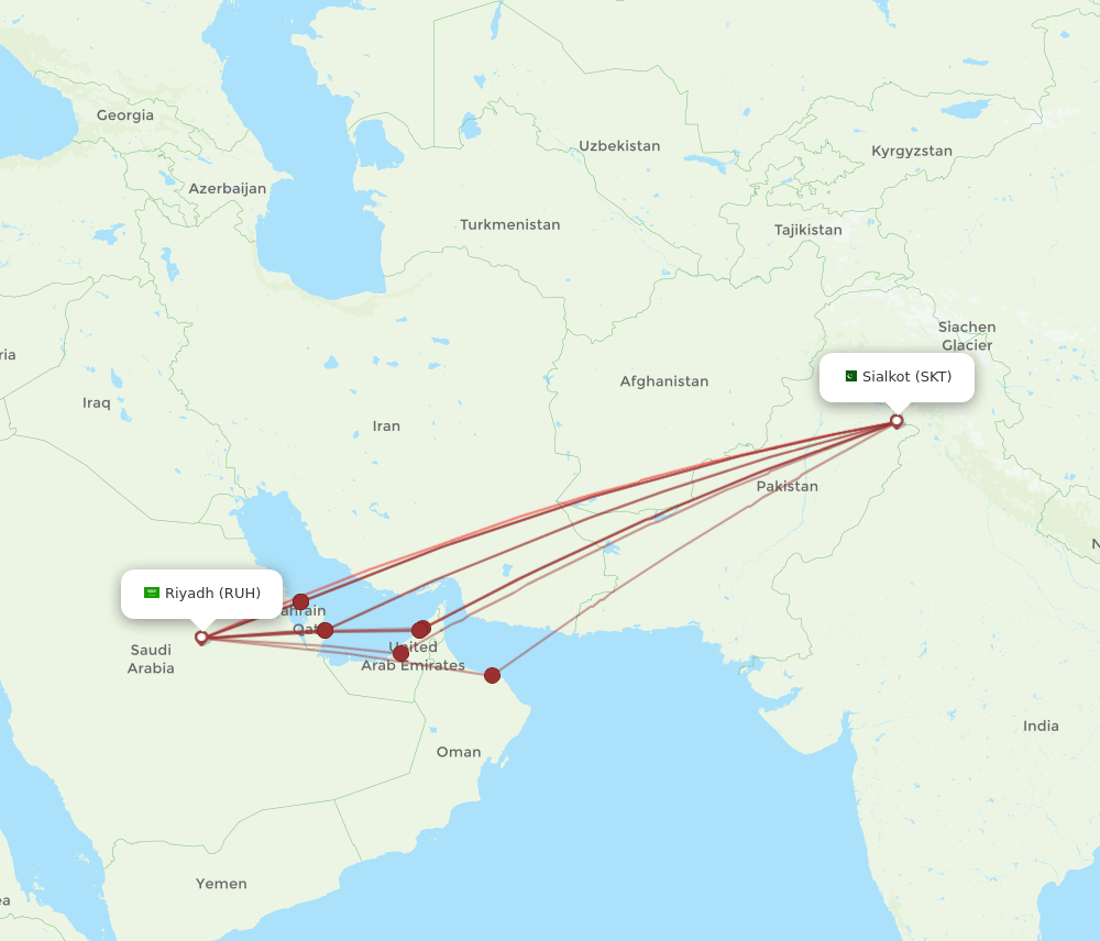 RUH-SKT flight routes