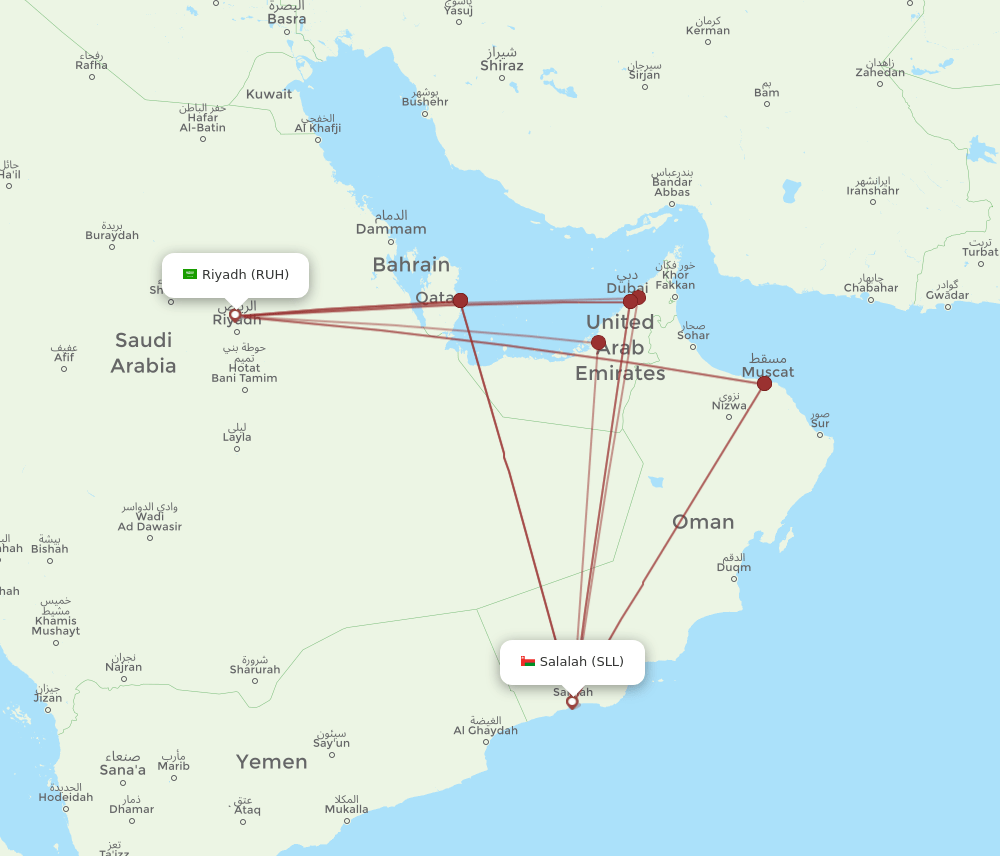 RUH-SLL flight routes