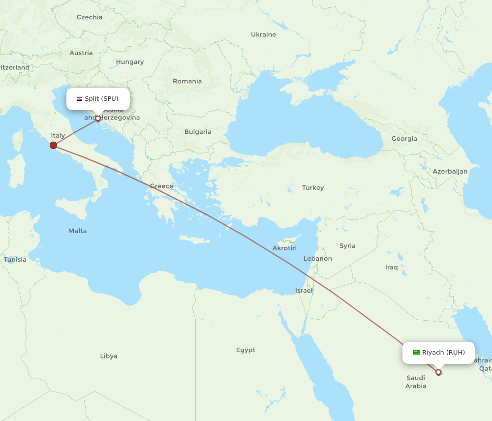 RUH to SPU flights and routes map
