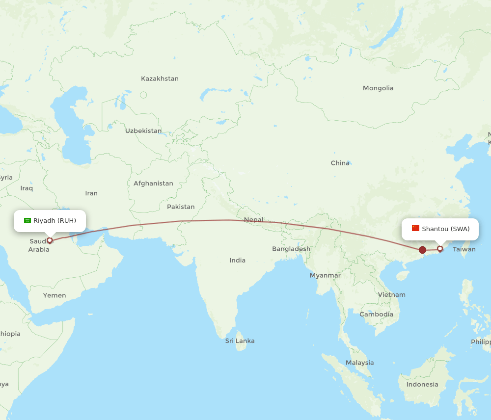 RUH-SWA flight routes