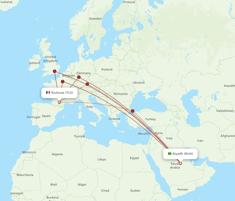 RUH-TLS flight routes