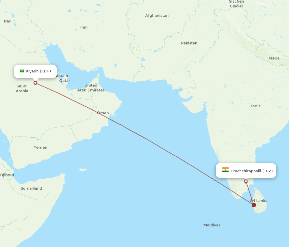 RUH-TRZ flight routes