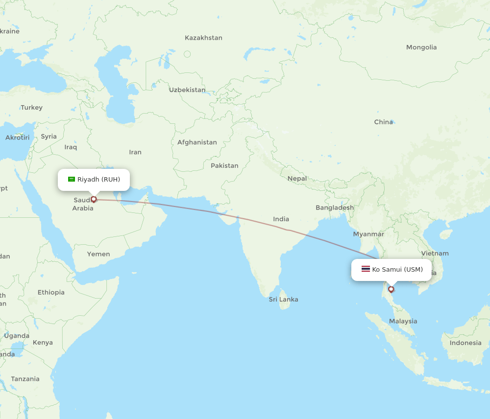 RUH to USM flights and routes map