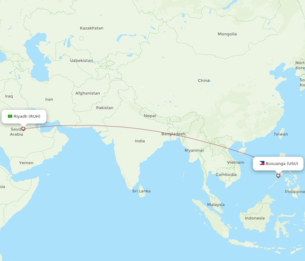 RUH to USU flights and routes map