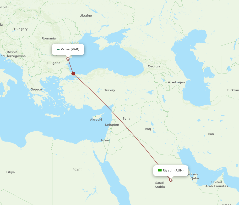 RUH-VAR flight routes