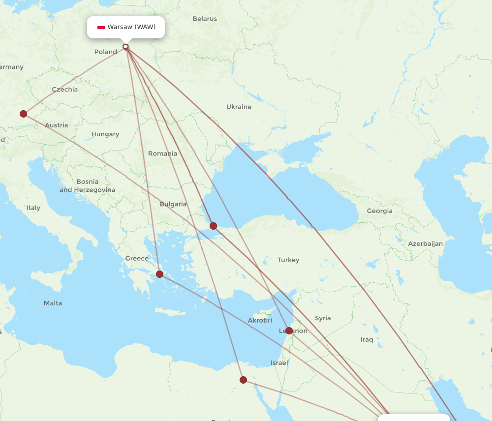 RUH-WAW flight routes