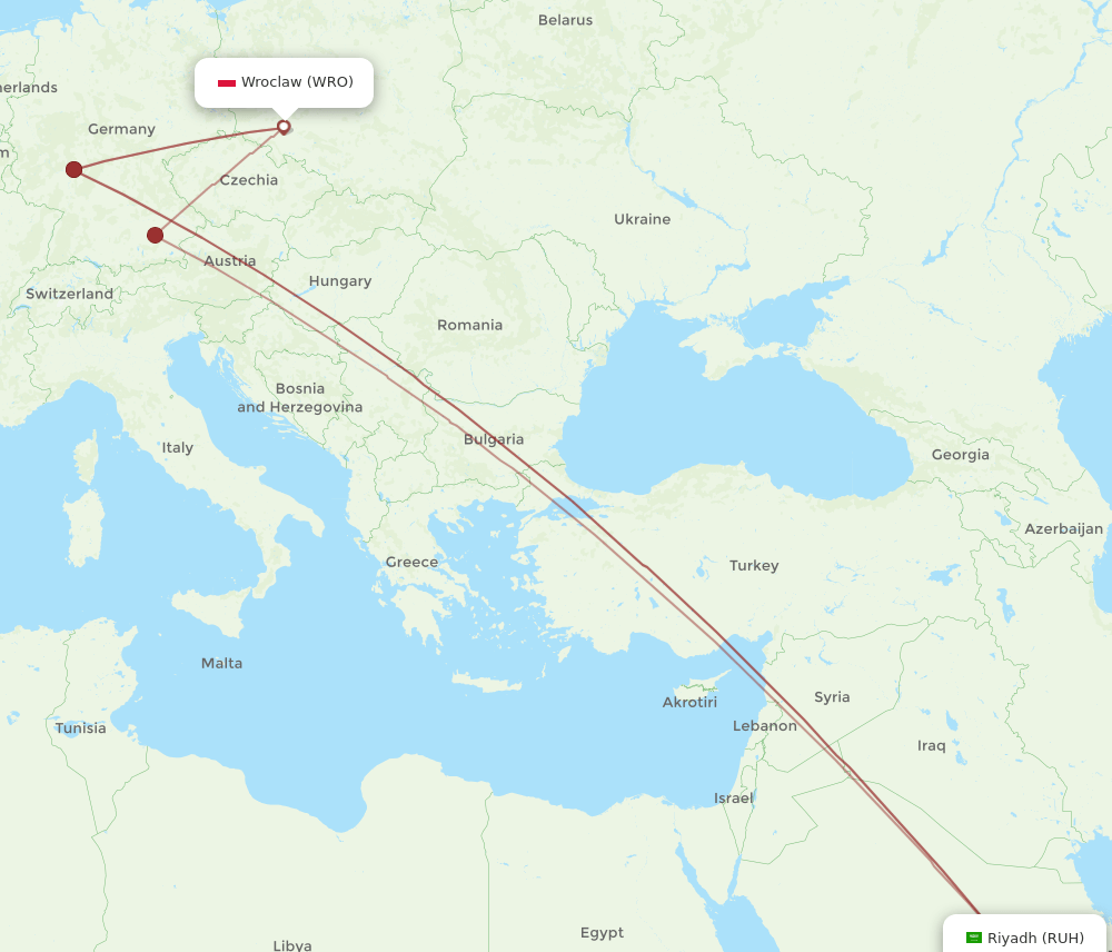 RUH-WRO flight routes