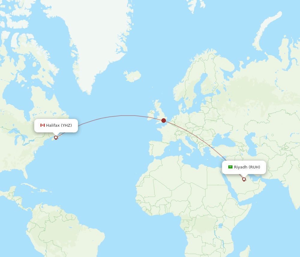 RUH-YHZ flight routes