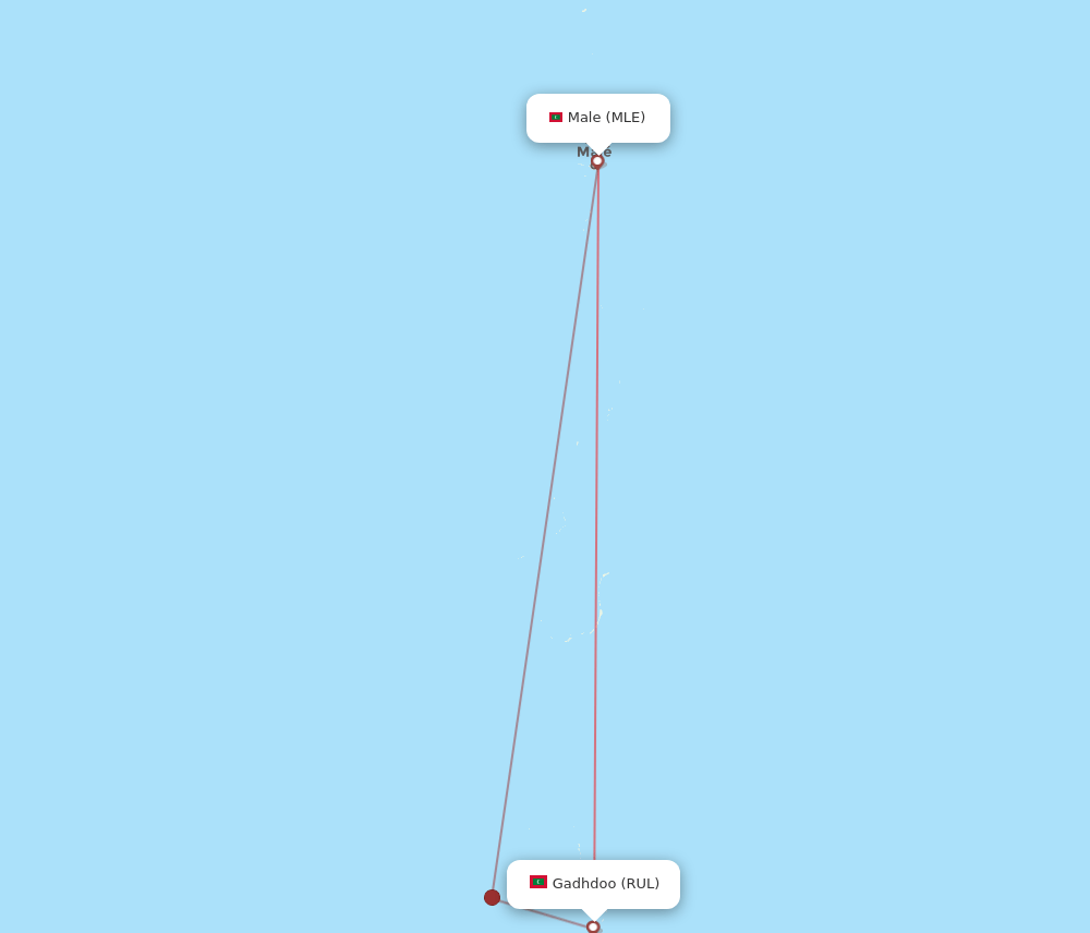 RUL to MLE flights and routes map