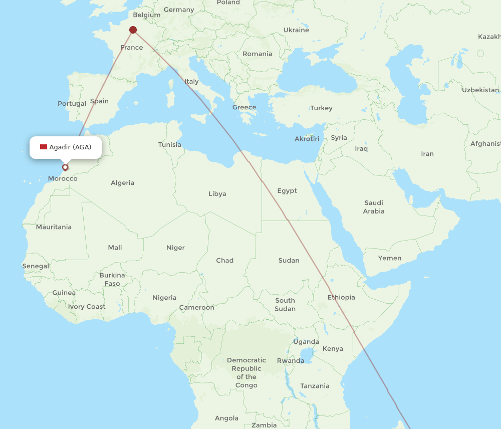 RUN-AGA flight routes