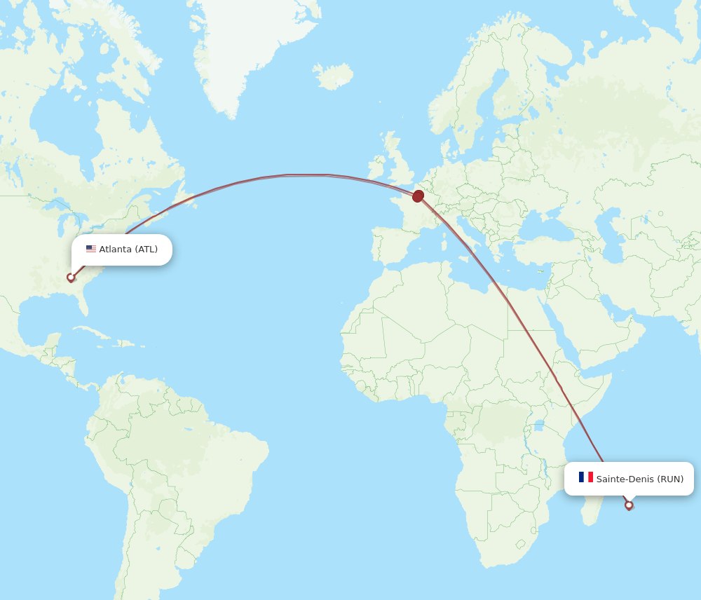 RUN-ATL flight routes