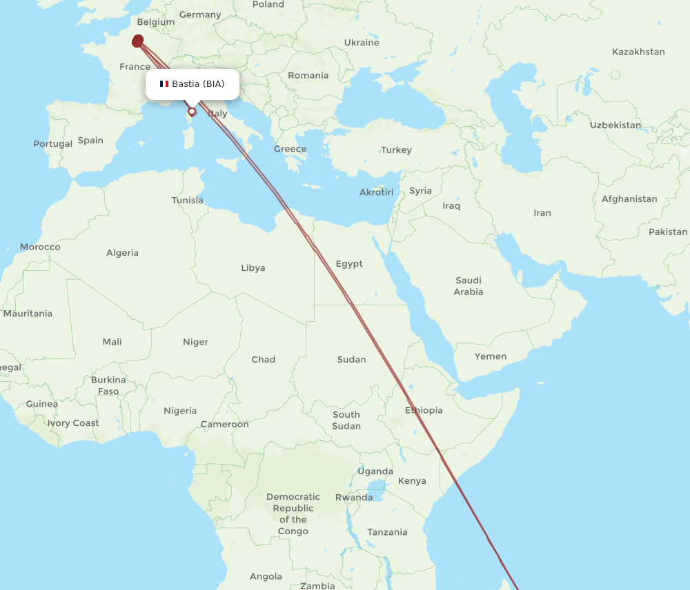 RUN-BIA flight routes