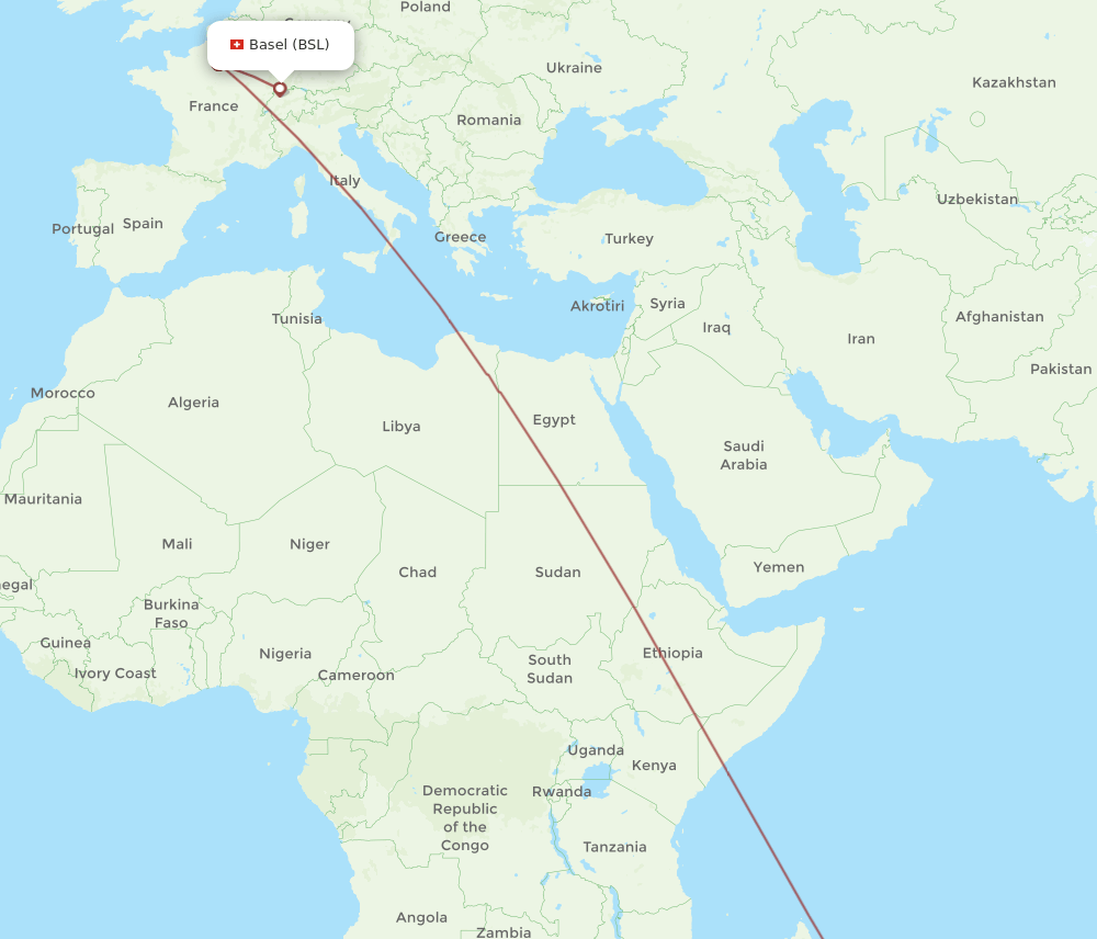 RUN-BSL flight routes
