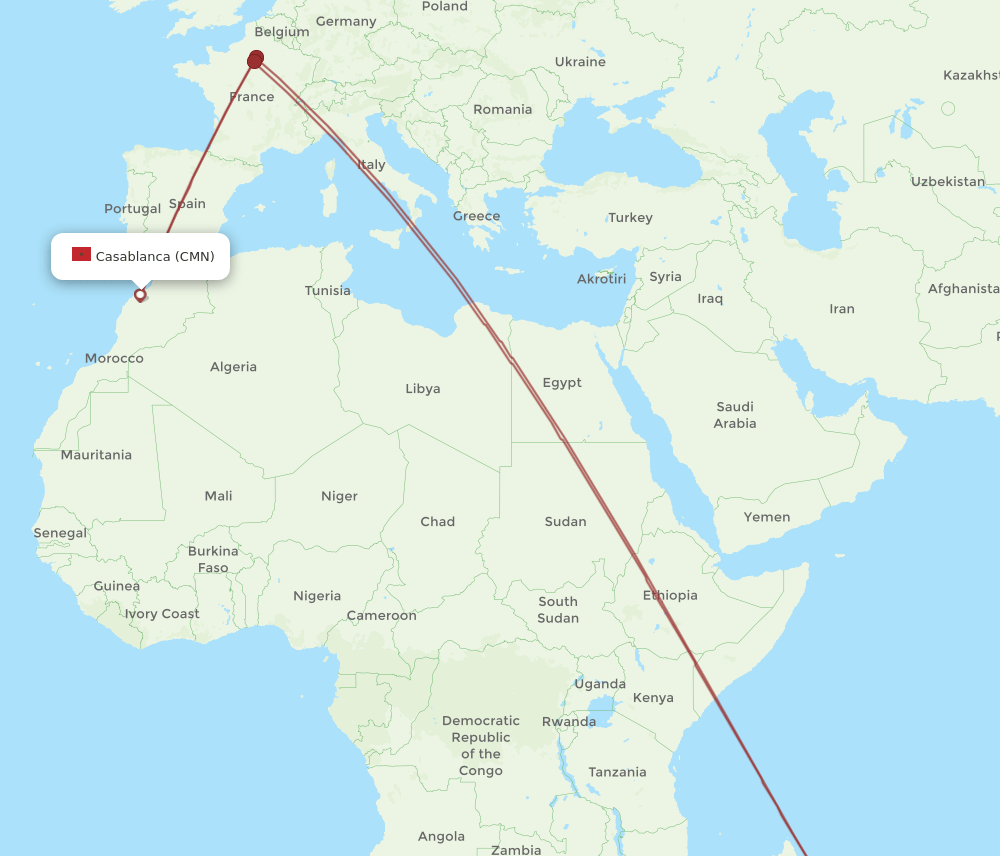 RUN-CMN flight routes