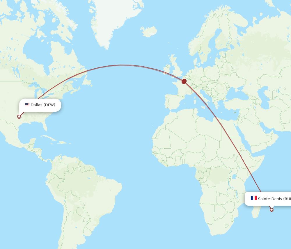 RUN-DFW flight routes