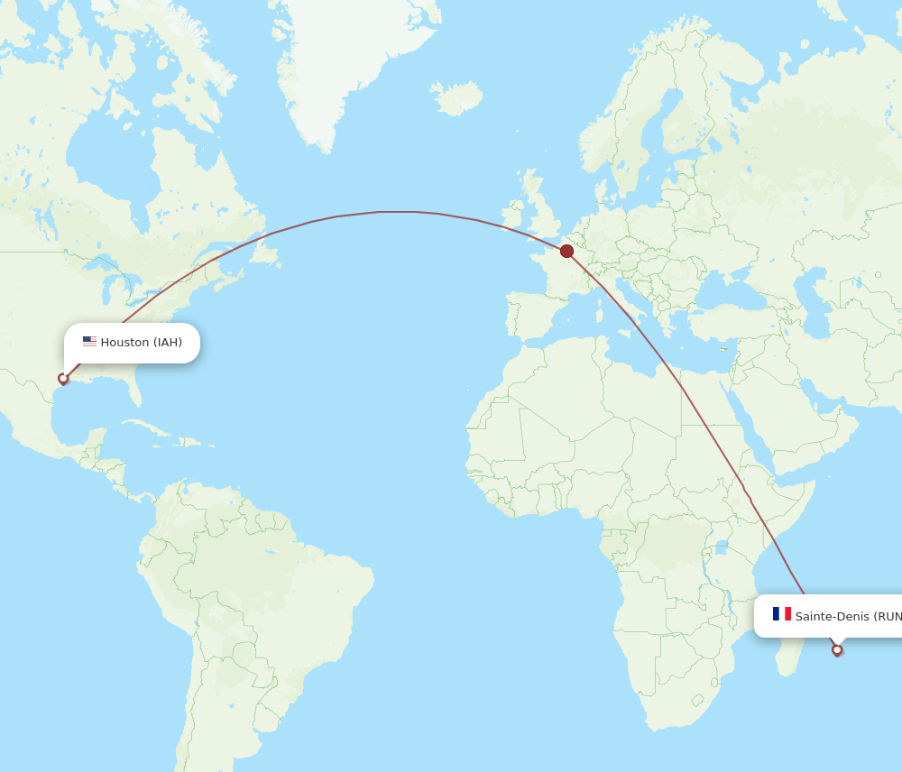 RUN-IAH flight routes