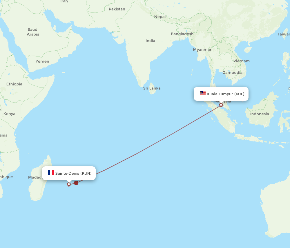 RUN-KUL flight routes