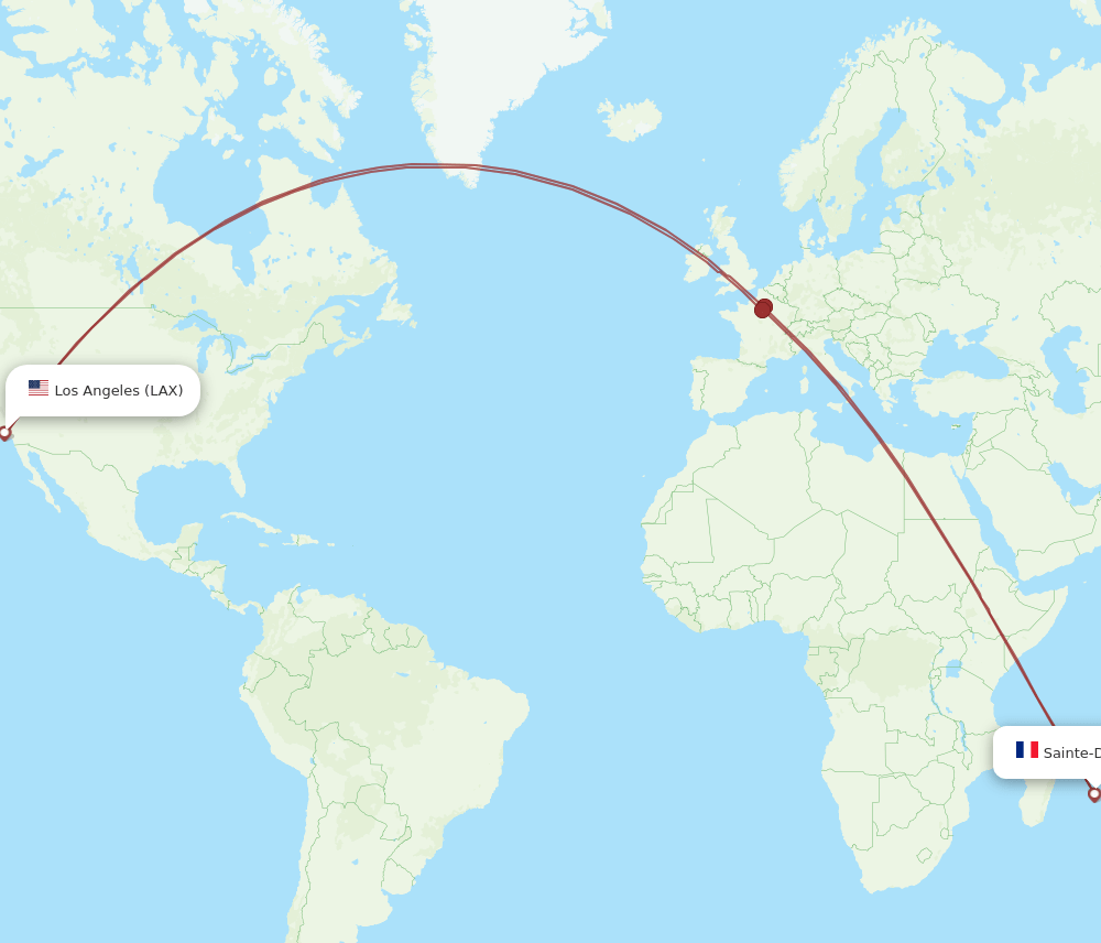 RUN-LAX flight routes