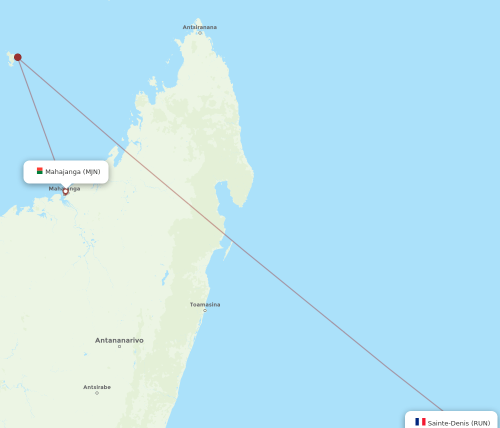 RUN-MJN flight routes