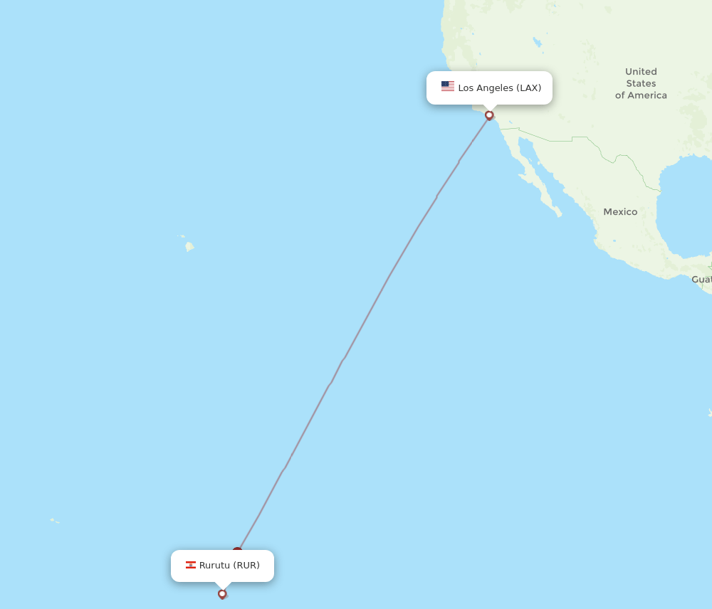 RUR-LAX flight routes