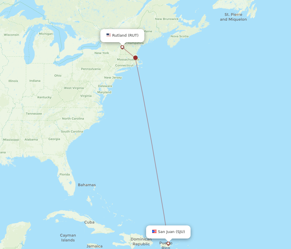 RUT-SJU flight routes