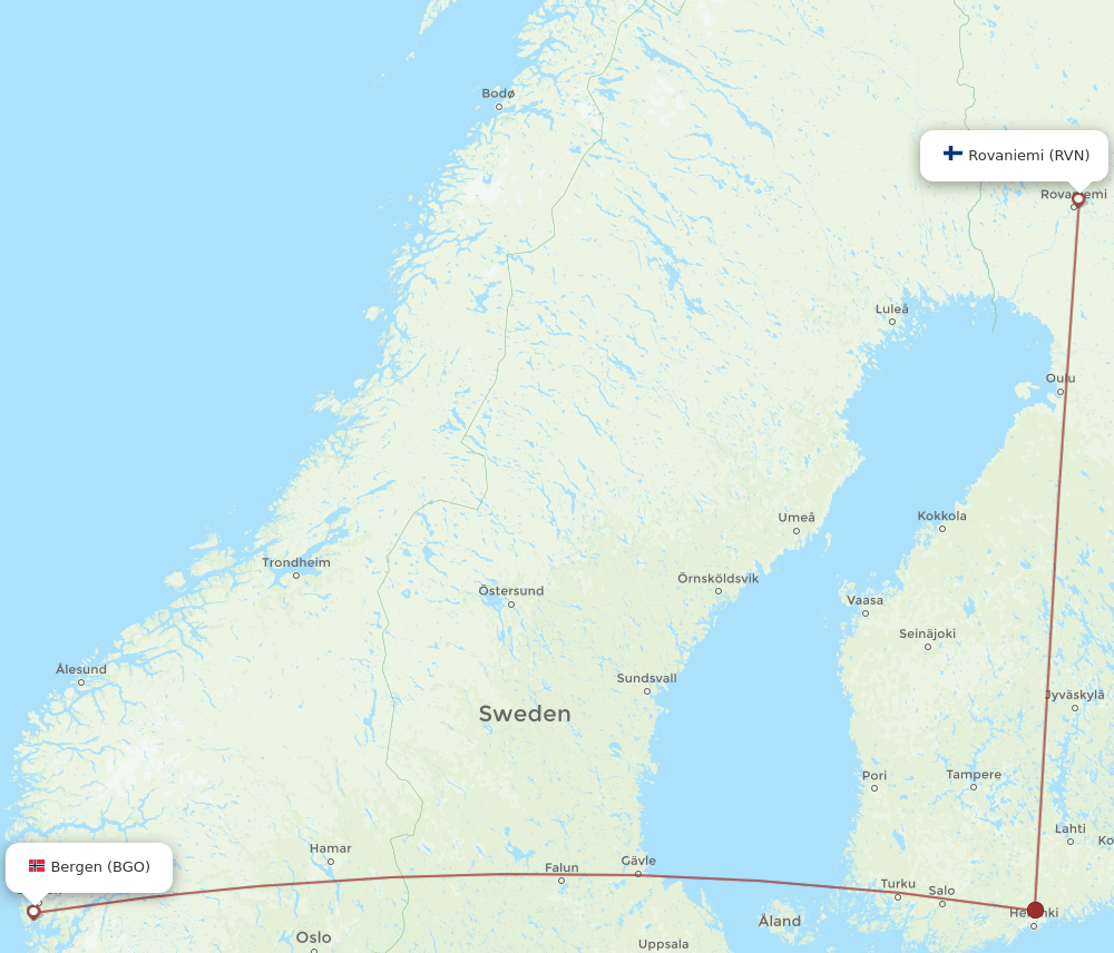 RVN-BGO flight routes
